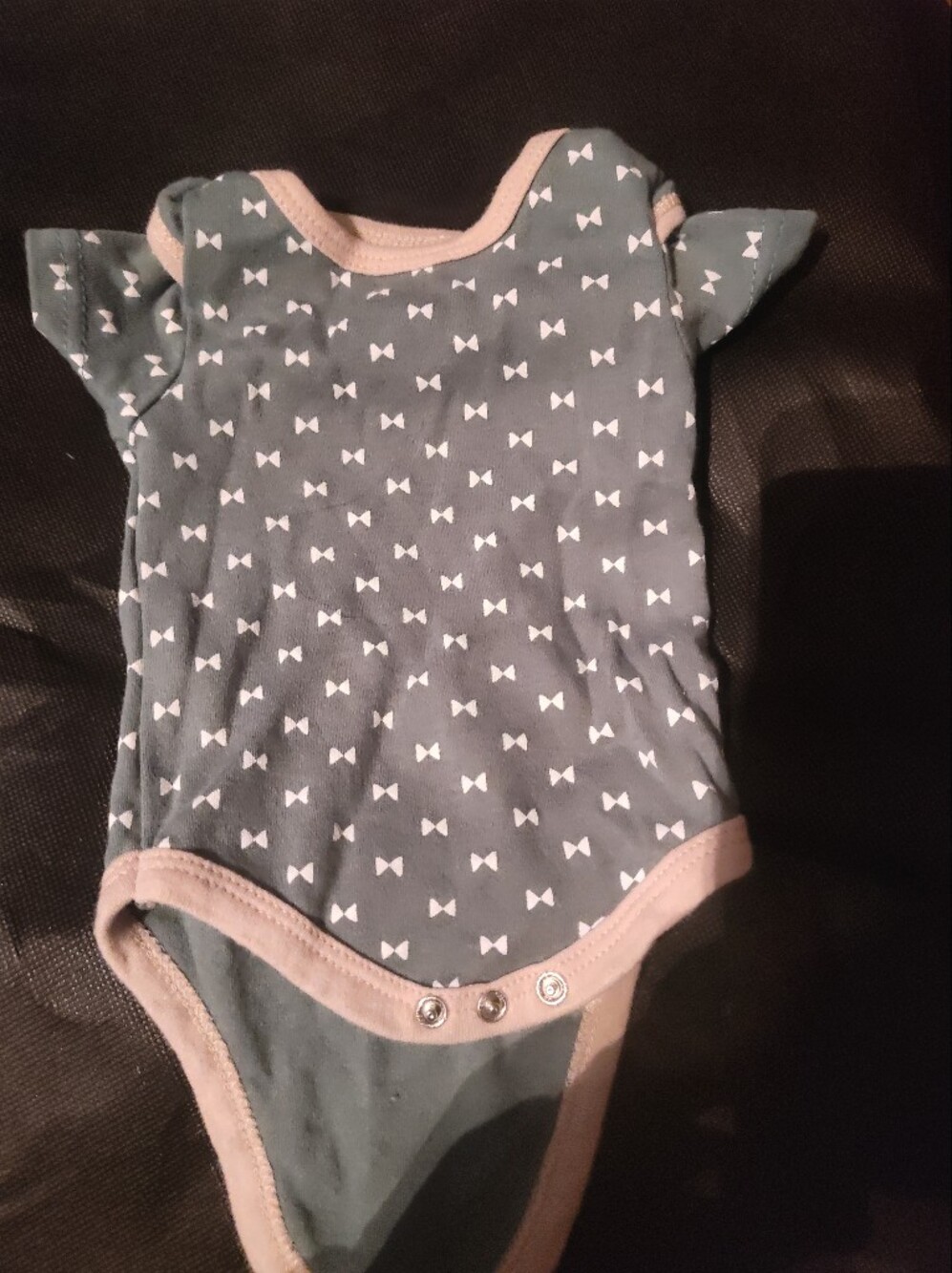 Baby Gear Slate Blue One-Piece Bodysuit with White Bow Print